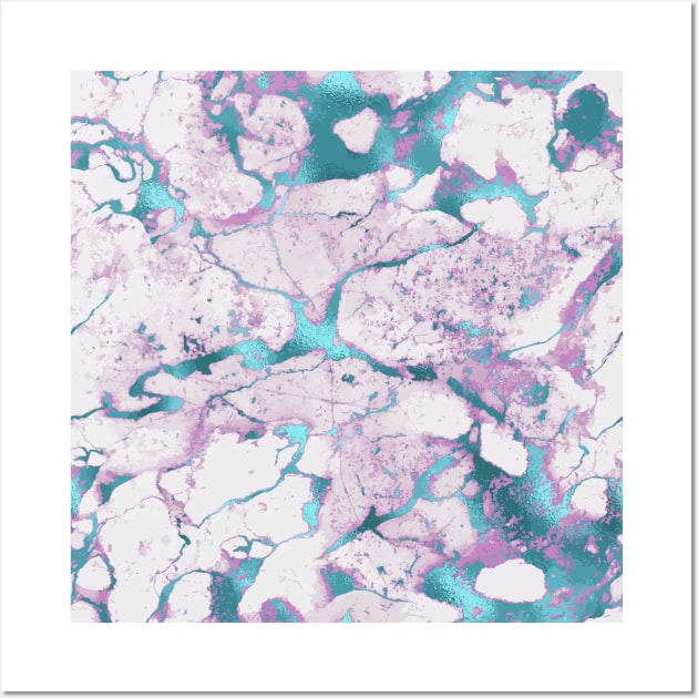 Marble Pattern Aesthetic Purple Blue Teal Wall Art by jodotodesign